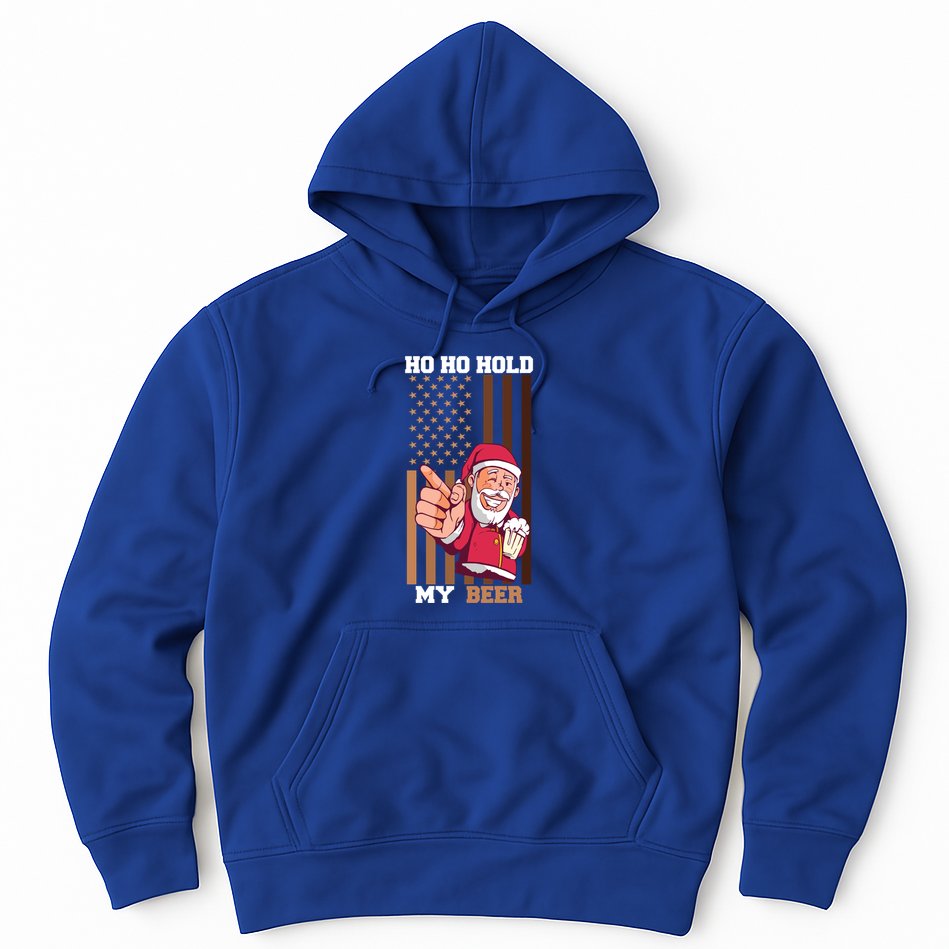 Ho Ho Hold Beer Santa Usa Flag Xmas Party Christmas In July Funny Gift Hoodie