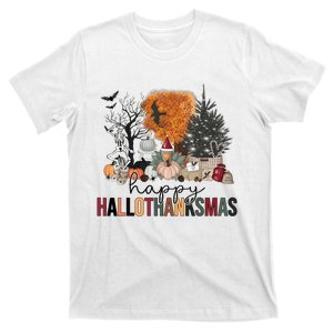 Happy Hallothanksmas Halloween Thanksgiving Christmas Autumn T-Shirt