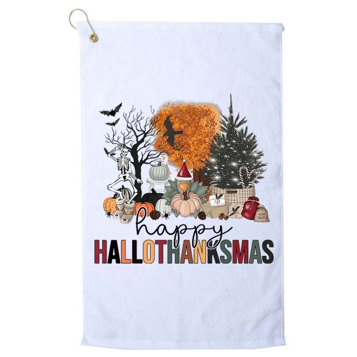 Happy Hallothanksmas Halloween Thanksgiving Christmas Autumn Platinum Collection Golf Towel