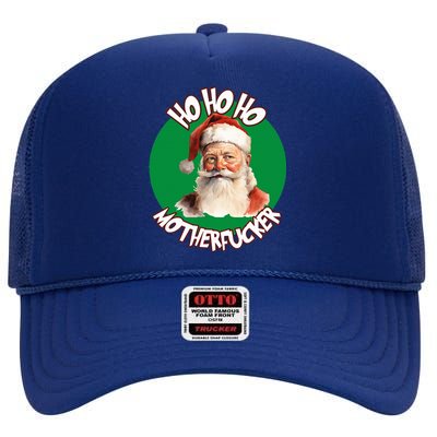 Ho Ho Ho Motherfucker Funny Christmas Party  High Crown Mesh Back Trucker Hat