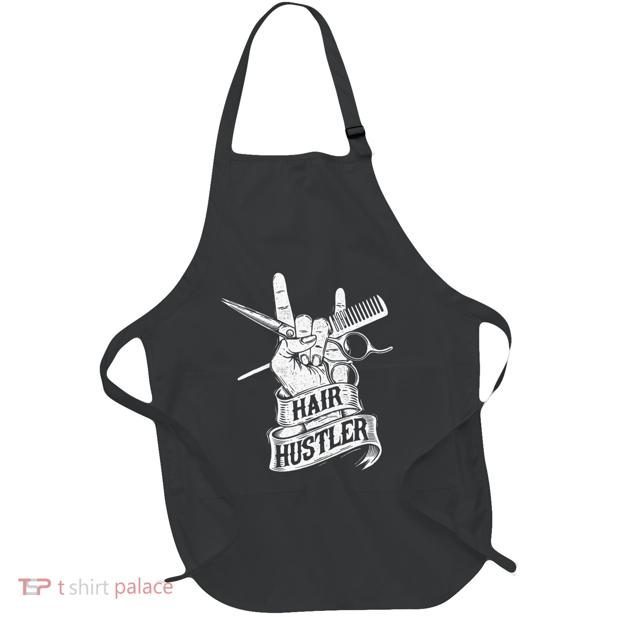 Hair Hustler Hairdresser Hairstylist Haircutter Beautician Full-Length Apron With Pockets