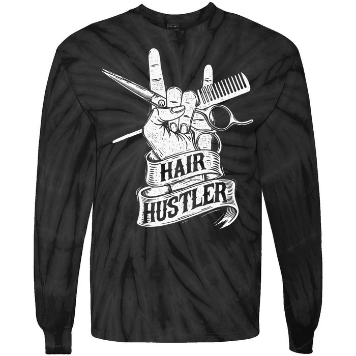 Hair Hustler Hairdresser Hairstylist Haircutter Beautician Tie-Dye Long Sleeve Shirt