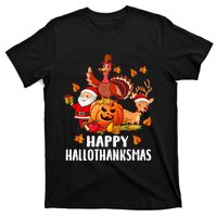 Happy Hallothanksmas Halloween Thanksgiving Christmas Day T-Shirt