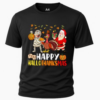 Happy Hallothanksmas Halloween Thanksgiving Christmas Day Performance Shirt