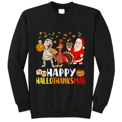 Happy Hallothanksmas Halloween Thanksgiving Christmas Day Sweatshirt
