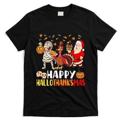 Happy Hallothanksmas Halloween Thanksgiving Christmas Day T-Shirt