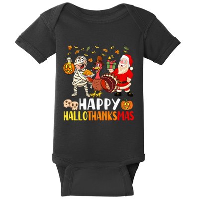 Happy Hallothanksmas Halloween Thanksgiving Christmas Day Baby Bodysuit