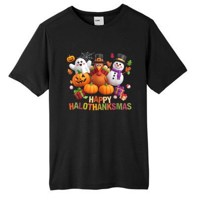 Happy Hallothanksmas Halloween Thanksgiving Christmas Squad Tall Fusion ChromaSoft Performance T-Shirt