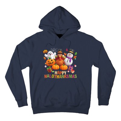 Happy Hallothanksmas Halloween Thanksgiving Christmas Squad Hoodie