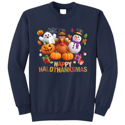 Happy Hallothanksmas Halloween Thanksgiving Christmas Squad Sweatshirt