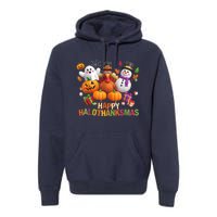 Happy Hallothanksmas Halloween Thanksgiving Christmas Squad Premium Hoodie