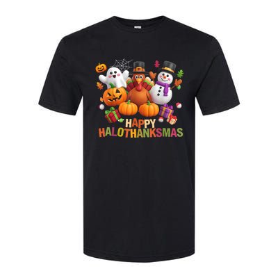 Happy Hallothanksmas Halloween Thanksgiving Christmas Squad Softstyle CVC T-Shirt