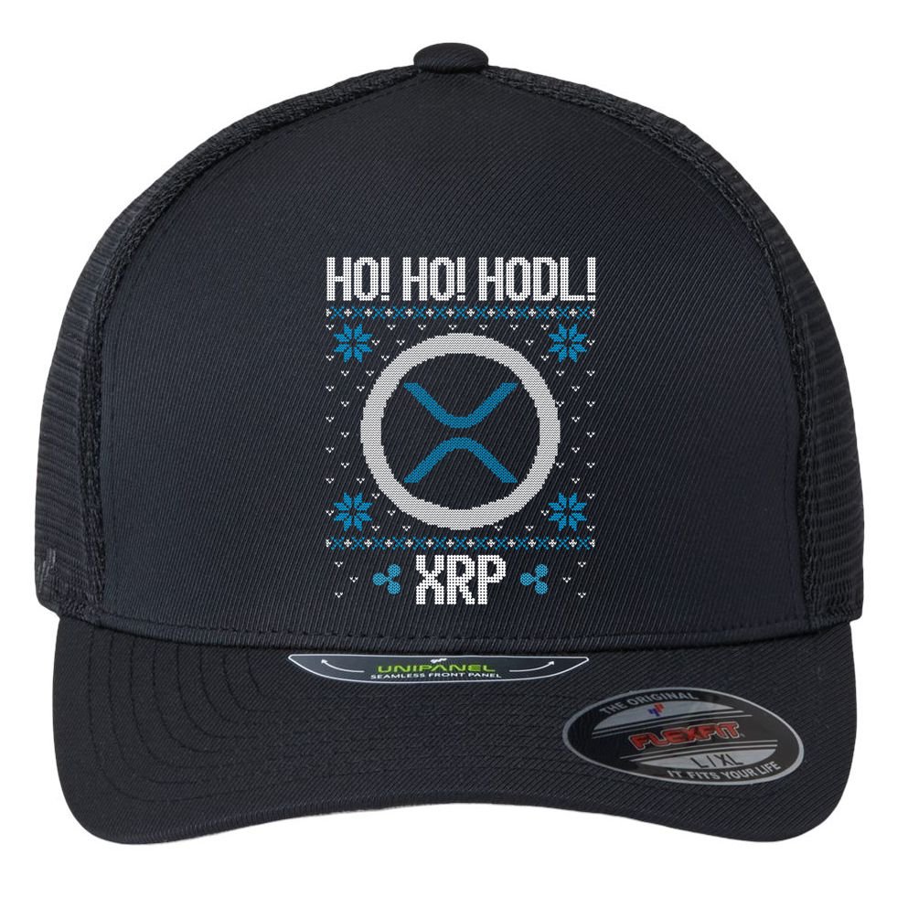 Ho Ho Hodl Xrp Fun Xrp Ripple Cryptocurrency Gear Gift Flexfit Unipanel Trucker Cap