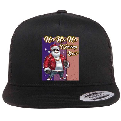 Ho Ho Ho Wassup Bro Ugly Christmas Funny Gift Flatbill Hat