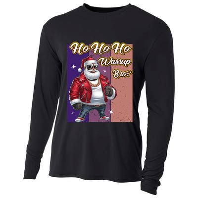 Ho Ho Ho Wassup Bro Ugly Christmas Funny Gift Cooling Performance Long Sleeve Crew