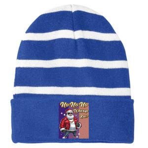 Ho Ho Ho Wassup Bro Ugly Christmas Funny Gift Striped Beanie with Solid Band