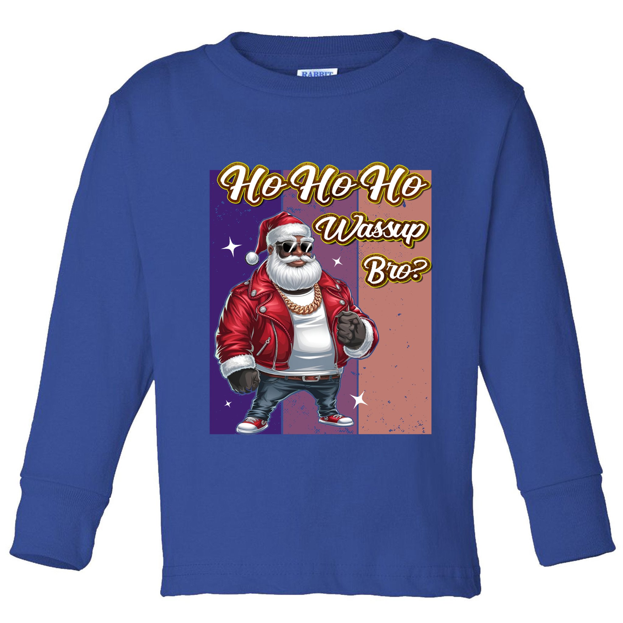 Ho Ho Ho Wassup Bro Ugly Christmas Funny Gift Toddler Long Sleeve Shirt
