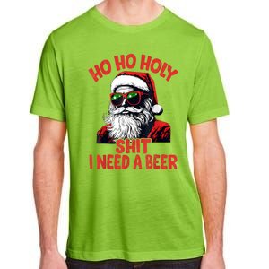 Ho Ho Holy Shit I Need A Beer Funny Santa Christmas Drinking Adult ChromaSoft Performance T-Shirt