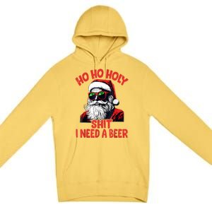 Ho Ho Holy Shit I Need A Beer Funny Santa Christmas Drinking Premium Pullover Hoodie