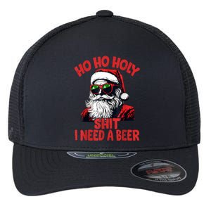 Ho Ho Holy Shit I Need A Beer Funny Santa Christmas Drinking Flexfit Unipanel Trucker Cap