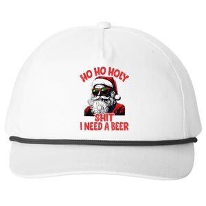 Ho Ho Holy Shit I Need A Beer Funny Santa Christmas Drinking Snapback Five-Panel Rope Hat