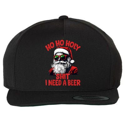 Ho Ho Holy Shit I Need A Beer Funny Santa Christmas Drinking Wool Snapback Cap