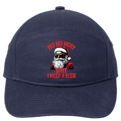 Ho Ho Holy Shit I Need A Beer Funny Santa Christmas Drinking 7-Panel Snapback Hat