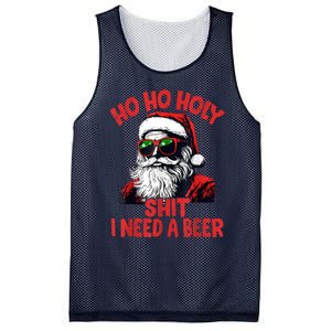 Ho Ho Holy Shit I Need A Beer Funny Santa Christmas Drinking Mesh Reversible Basketball Jersey Tank