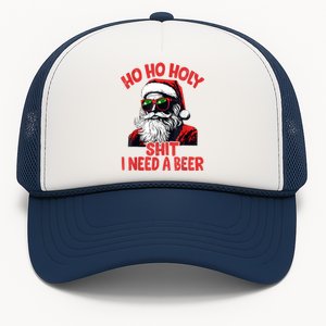 Ho Ho Holy Shit I Need A Beer Funny Santa Christmas Drinking Trucker Hat