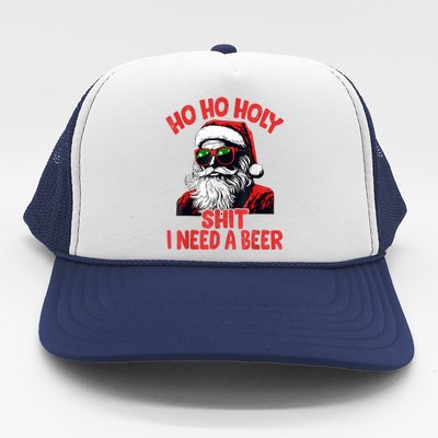 Ho Ho Holy Shit I Need A Beer Funny Santa Christmas Drinking Trucker Hat