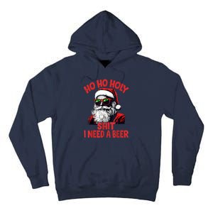 Ho Ho Holy Shit I Need A Beer Funny Santa Christmas Drinking Tall Hoodie