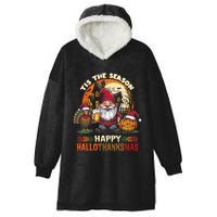 Happy Hallothanksmas Halloween Thanksgiving Merry Christmas Hooded Wearable Blanket