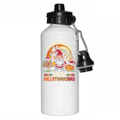 Happy Hallothanksmas Halloween Thanksgiving Merry Christmas Aluminum Water Bottle