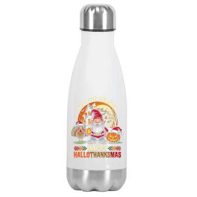 Happy Hallothanksmas Halloween Thanksgiving Merry Christmas Stainless Steel Insulated Water Bottle