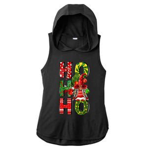 Ho Ho Ho Santa Gnomes Buffalo Plaid Christmas Ladies PosiCharge Tri-Blend Wicking Draft Hoodie Tank