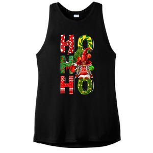 Ho Ho Ho Santa Gnomes Buffalo Plaid Christmas Ladies PosiCharge Tri-Blend Wicking Tank