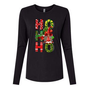 Ho Ho Ho Santa Gnomes Buffalo Plaid Christmas Womens Cotton Relaxed Long Sleeve T-Shirt