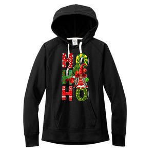 Ho Ho Ho Santa Gnomes Buffalo Plaid Christmas Women's Fleece Hoodie