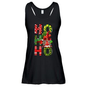 Ho Ho Ho Santa Gnomes Buffalo Plaid Christmas Ladies Essential Flowy Tank