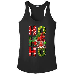 Ho Ho Ho Santa Gnomes Buffalo Plaid Christmas Ladies PosiCharge Competitor Racerback Tank