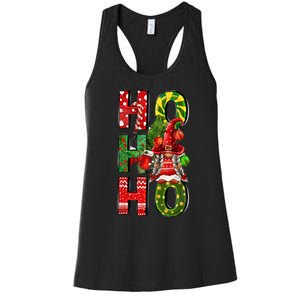 Ho Ho Ho Santa Gnomes Buffalo Plaid Christmas Women's Racerback Tank