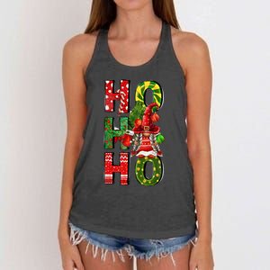 Ho Ho Ho Santa Gnomes Buffalo Plaid Christmas Women's Knotted Racerback Tank