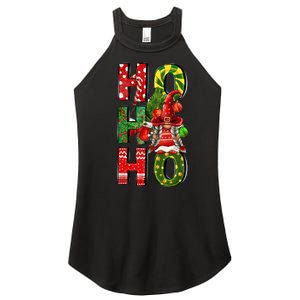 Ho Ho Ho Santa Gnomes Buffalo Plaid Christmas Women's Perfect Tri Rocker Tank