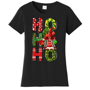 Ho Ho Ho Santa Gnomes Buffalo Plaid Christmas Women's T-Shirt