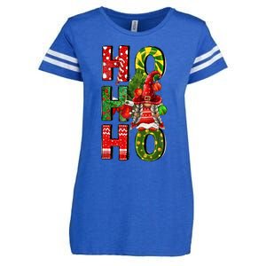 Ho Ho Ho Santa Gnomes Buffalo Plaid Christmas Enza Ladies Jersey Football T-Shirt