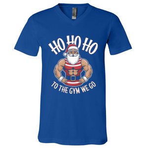 Ho Ho Ho To The Gym We Go Christmas Shredded Santa Workout Great Gift V-Neck T-Shirt