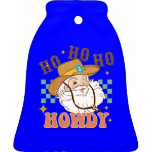 Ho Ho Ho Howdy Funny Western Christmas Cow Santa Gift Ceramic Bell Ornament