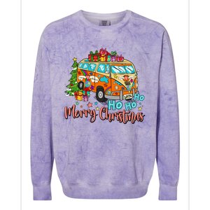 Ho Ho Ho Merry Christmas Gifts Hippie Bus Funny Xmas Colorblast Crewneck Sweatshirt