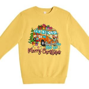 Ho Ho Ho Merry Christmas Gifts Hippie Bus Funny Xmas Premium Crewneck Sweatshirt