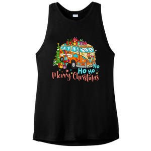 Ho Ho Ho Merry Christmas Gifts Hippie Bus Funny Xmas Ladies PosiCharge Tri-Blend Wicking Tank